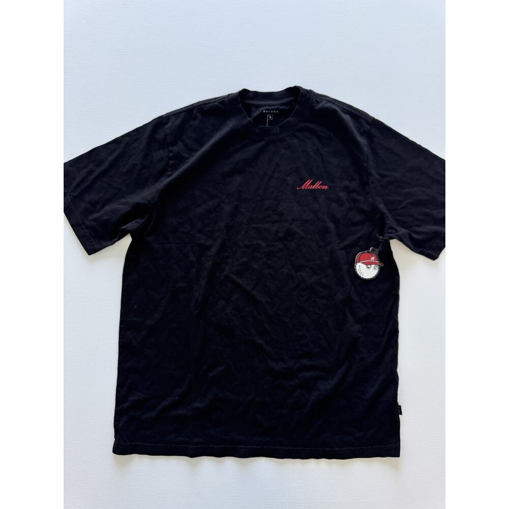 Malbon Golf Bermuda Members Tee Shirt Medium Black Red Logo NWT - Picture 3 of 5